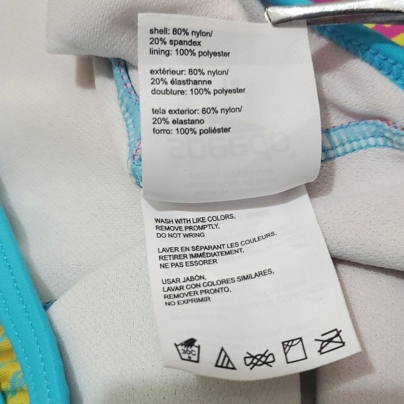 Speedo Girl's One Piece Swimwear, Sz 14, Multicolor Pink/Blue/Yellow - Picture 4 of 6